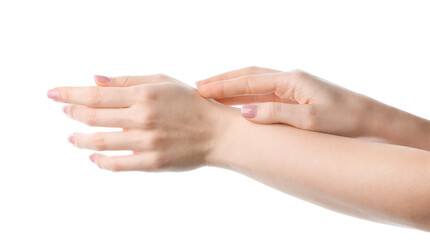 Female hands isolated on white