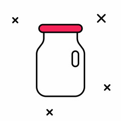 Filled outline Glass jar with screw-cap icon isolated on white background. Vector