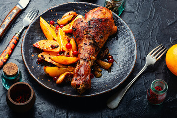 Turkey leg with orange