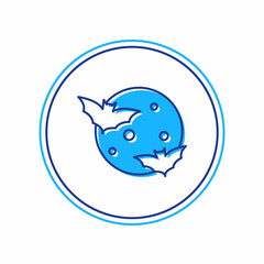 Filled outline Moon and stars icon isolated on white background. Cloudy night sign. Sleep dreams symbol. Full moon. Night or bed time sign. Vector