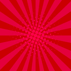 comic background halftone dots red color.  retro sunburst effect
