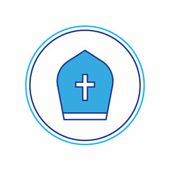 Filled outline Pope hat icon isolated on white background. Christian hat sign. Vector