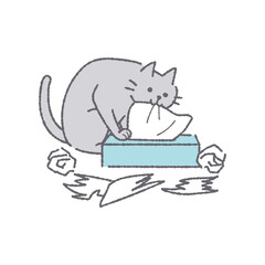 ティッシュを出す猫