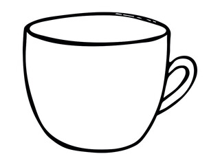 Cute cup of tea or coffee illustration isolated on a white background. Simple mug clip art. Cozy home doodle. 