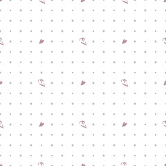 Cute seamless pattern with hand drawn hearts and circles on white background. Festive decoration for Valentine Day, holiday print for wrapping paper, textile and design. Vector flat illustration