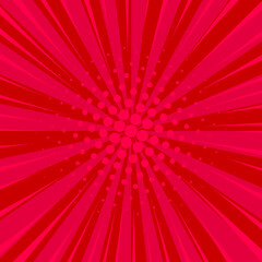comic background halftone dots red color.  retro sunburst effect
