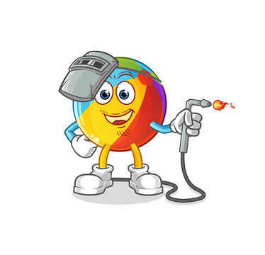 recommend clip art: beach ball welder mascot. cartoon vector