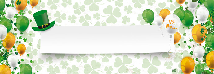 Header Shamrocks Balloons Paper Banner Happy St. Patricks