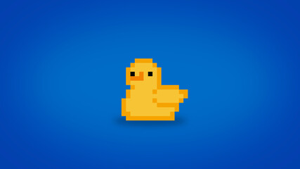 Cute pixel 8 bit rubber ducky background - high res 4k wallpaper