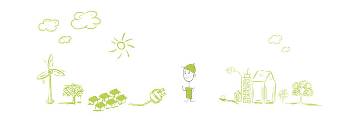 Strom Erneuerbare Energie Band Banner Grün Landschaft Panorama 