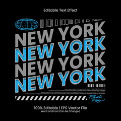 Editable text effect - New York City T-shirt design Stacked Shadow Style
