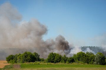 Fototapeta na wymiar Photo of clouds of smoke coming from burning rubbish. Polluting the air with toxic gases