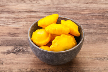 Marinated patissons in the bowl
