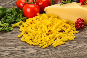 Raw Italian pasta Fusilli for cooking