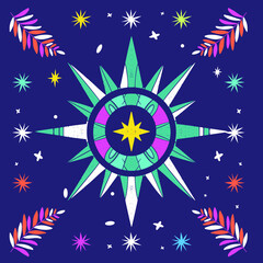 A set of elements of vector design of witch magic. A collection of magicians, hand-drawn, doodles, sketches. Magical symbols_ moon, stars, plants, eyes. 