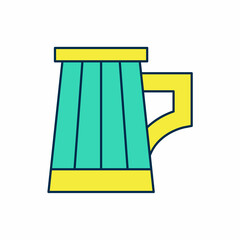 Filled outline Wooden beer mug icon isolated on white background. Vector