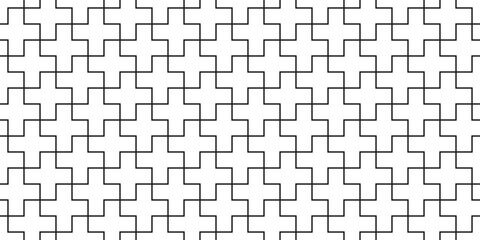 t-Shaped interlocking paving block. Seamless geometric crossed landscape texture in vector.