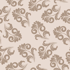 Floral brush line seamless pattern