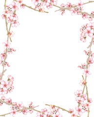 Fototapeta na wymiar 水彩の桜の花フレーム