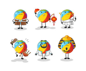 beach ball world culture group. cartoon mascot vector