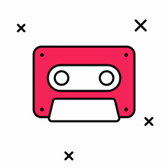 Fototapeta premium Filled outline Retro audio cassette tape icon isolated on white background. Vector