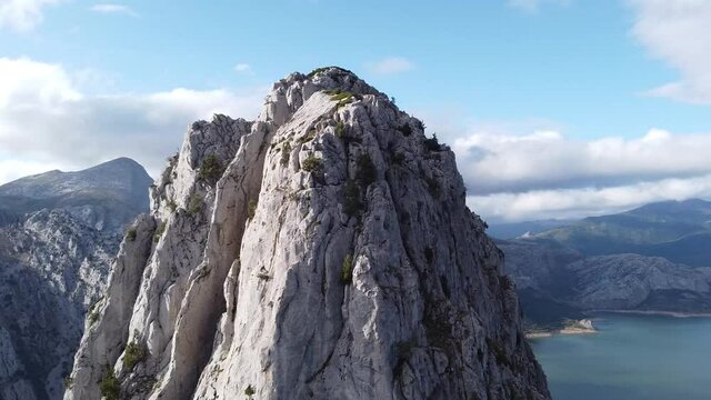 aerial footage of a mountain summit