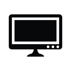 Display, monitor icon. Black vector graphics.