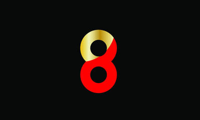 8 Number New Gold Red Elegant Logo