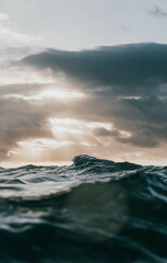 sunset over wave in the distance 