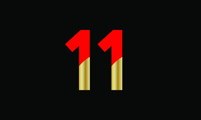 11 Number New Gold Red Elegant Logo
