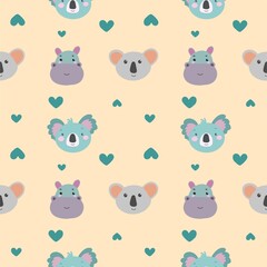 Seamless pattern with hand drawn cute animals