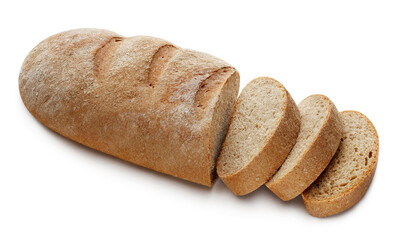 Fresh delicious rye bread, isolated on white background