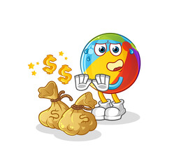 beach ball refuse money illustration. character vector