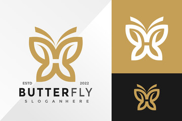 Fototapeta na wymiar Letter H Butterfly Logo Design Vector illustration template