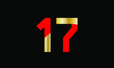 Fototapeta premium 17 Number New Gold Red Elegant Logo