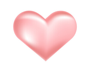 Pink 3d heart icon on a white background.For Valentine 's Day . Vector illustration. A design element for a greeting card,banner,website.