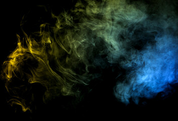 Color smoke on black background