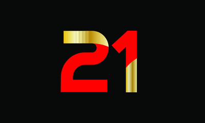 21 Number New Gold Red Elegant Logo