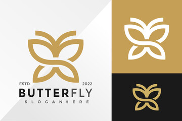 Beauty Line Butterfly Logo Design Vector illustration template