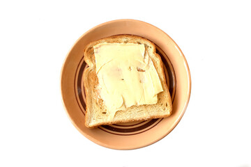 Toast bread slice isolated on a white background