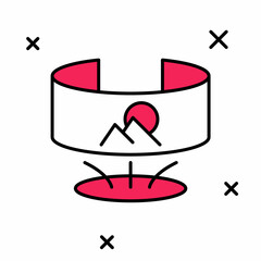 Filled outline 360 degree view icon isolated on white background. Virtual reality. Angle 360 degree camera. Panorama photo. Vector