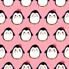 seamless pattern with penguins
