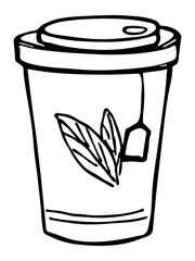 Cute cup of tea illustration isolated on a white background. Simple cup clip art. Cozy home doodle. 