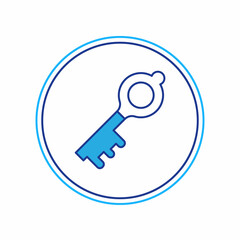 Filled outline Old magic key icon isolated on white background. Vector