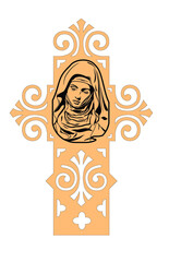 Carved cross depicting the Virgin Mary, Hail Mary 