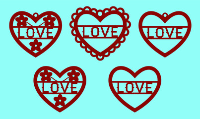 Set of hearts for Valentine's day, souvenir, valentine 