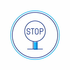 Filled outline Stop sign icon isolated on white background. Traffic regulatory warning stop symbol. Vector