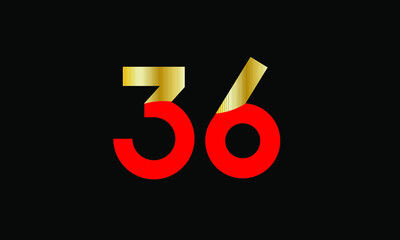 36 Number New Gold Red Elegant Logo