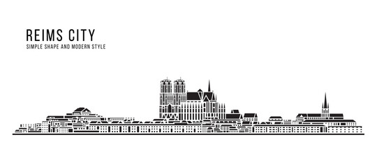 Cityscape Building Abstract Simple shape and modern style art Vector design - Reims city