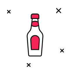 Filled outline Champagne bottle icon isolated on white background. Merry Christmas and Happy New Year. Vector